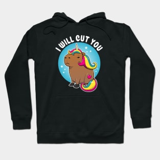 I will cut you Cartoon Capybara Unicorn Hoodie